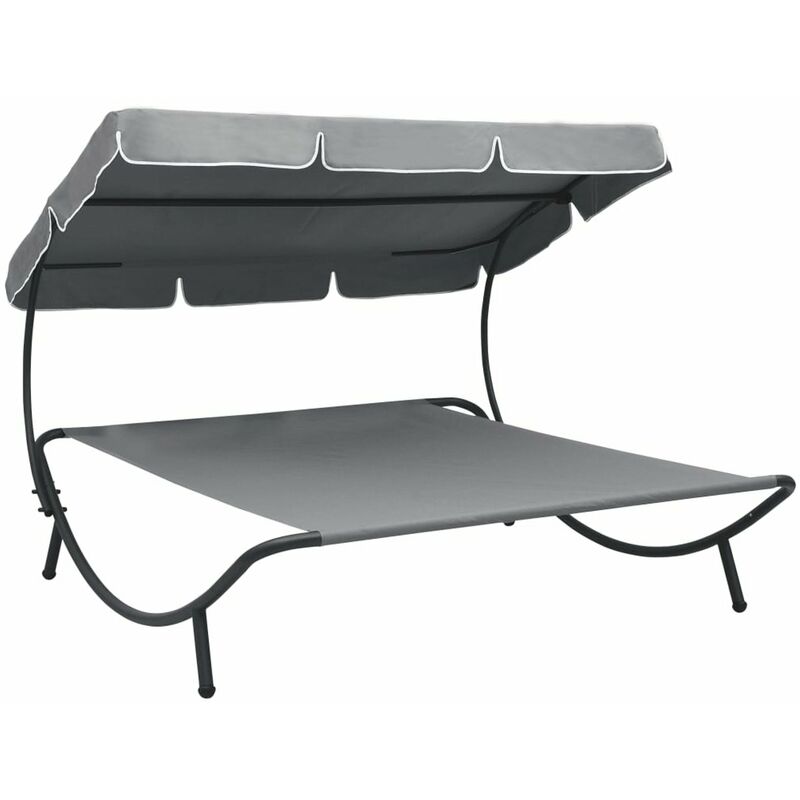 

Tumbona de jardin con toldo gris