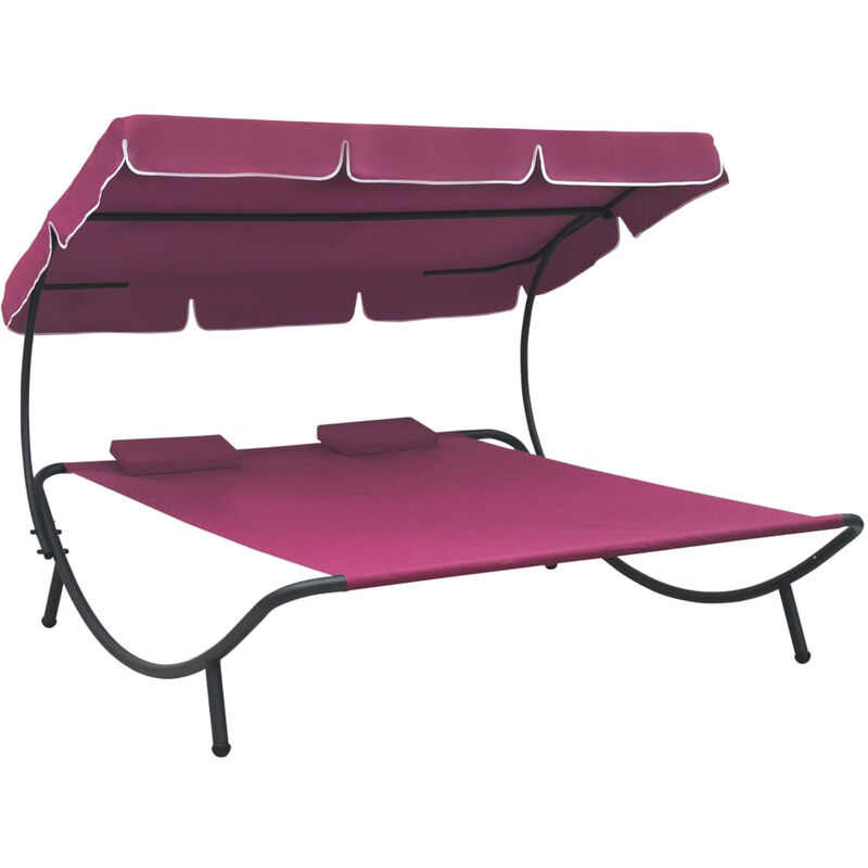 

Tumbona de jardin con toldo y cojines rosa
