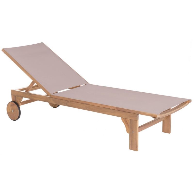 

Tumbona jardín Nina de acacia maciza y textileno beige topode 36x65x200 cm