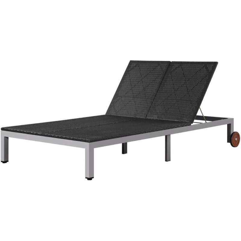 

vidaXL Tumbona Doble con Ruedas Ratán Sintético Negra - Negro
