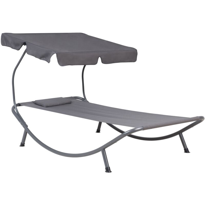 

Tumbona de jardín metal gris con techo ajustable TERNO