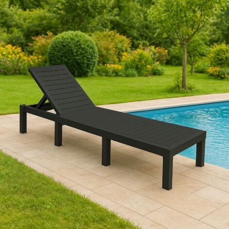 Tumbona de jardín - Sillón reclinable negro antracita