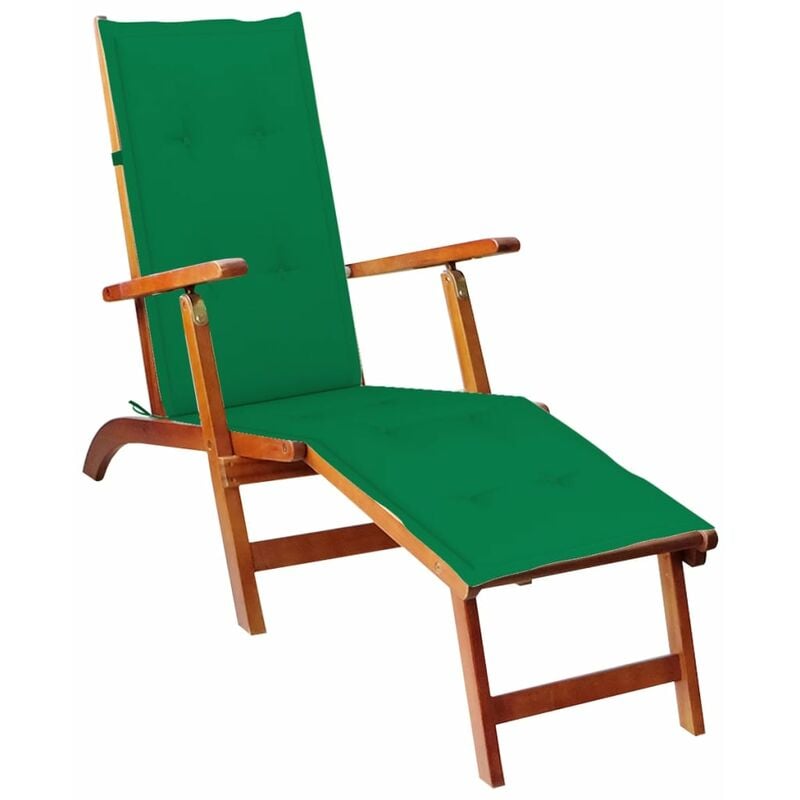 

Tumbona de jardín con reposapiés y cojín madera maciza acacia - Marrón