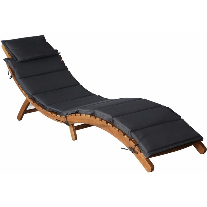 

vidaXL Madera Maciza de Acacia Tumbona Gris Oscuro - Gris