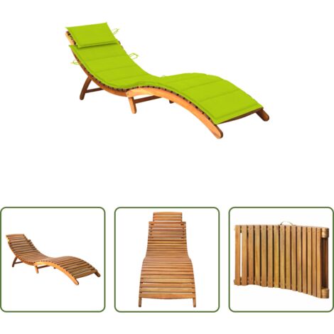 Tumbona de madera -  Tumbona de jardín con cojín madera maciza de acacia