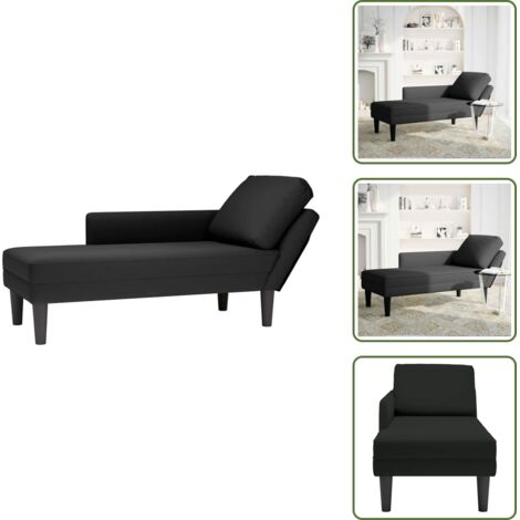 Tumbona de madera - vidaXL Tumbona con almohada y reposabrazo derecho terciopelo negro - Tumbona para salón