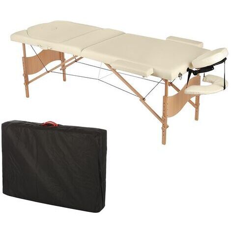 TUMBONA DE MASAJE MESA DE MASAJE BANCO DE MASAJE ALUMINIO BEIGE/CREMA 3 ZONAS BOLSA BANCO COSMÉTICO CAMILLA DE BELLEZA PORTABLE M01