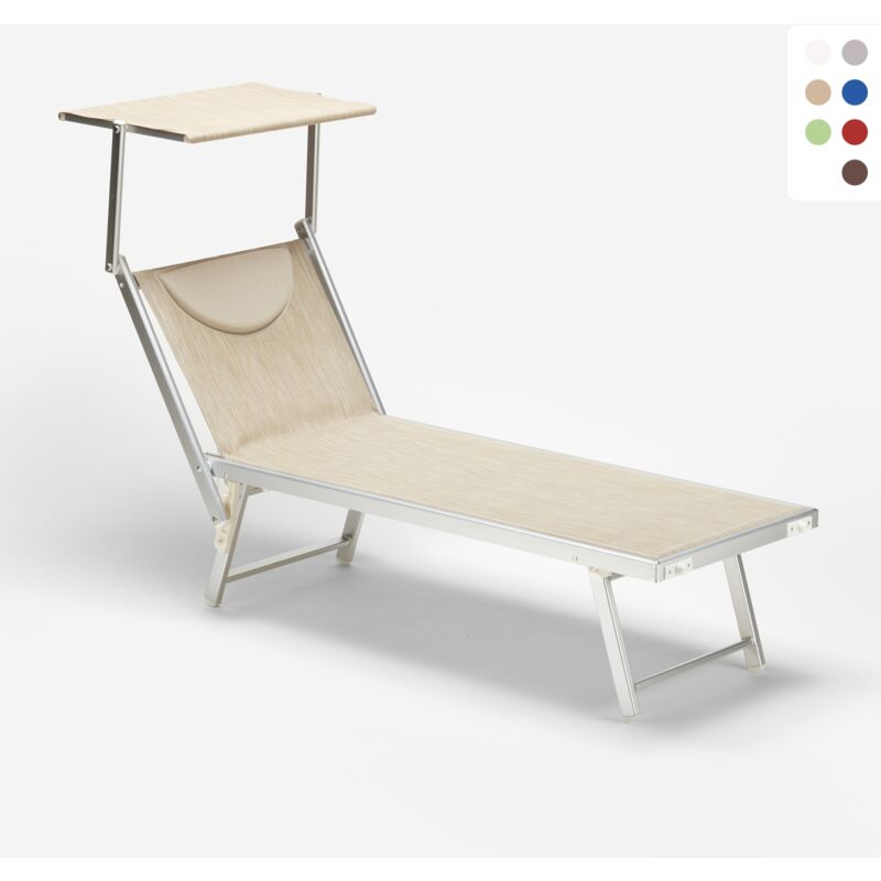 

Tumbona de playa de aluminio con Toldo Parasol Santorini | Beige