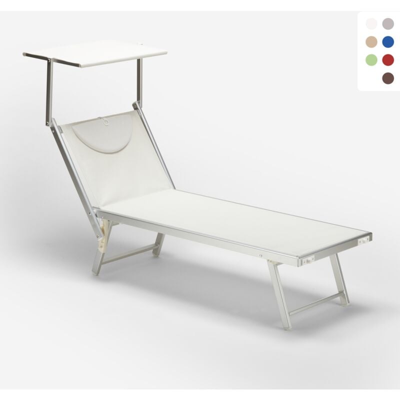 

Tumbona de playa de aluminio con Toldo Parasol Santorini | Blanco
