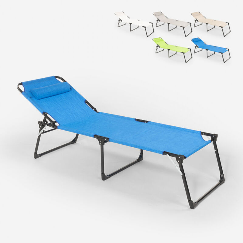 

Tumbona de playa para jardín de aluminio Mauritius plegable | Azul Marino