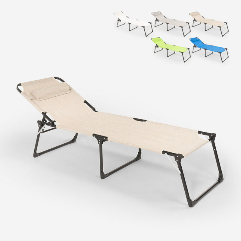 

Tumbona de playa para jardín de aluminio Mauritius plegable | Beige