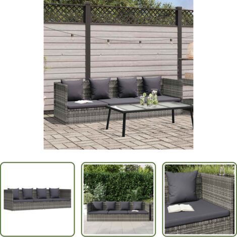 Tumbona de ratán -  Cama de jardín 200x60 cm ratán sintético gris