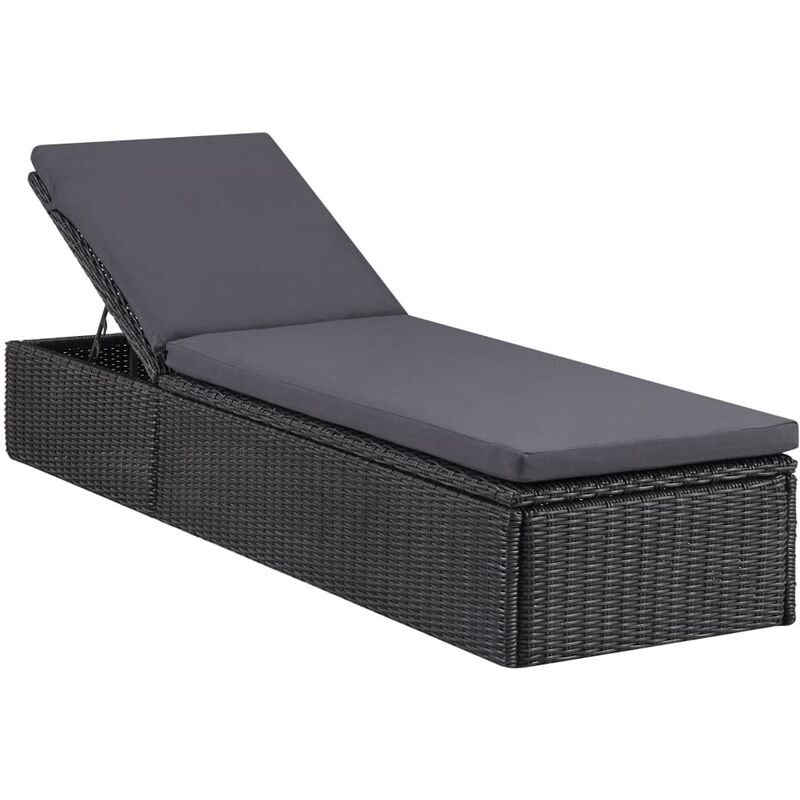 

Tumbona de ratán sintético negra y gris oscuro