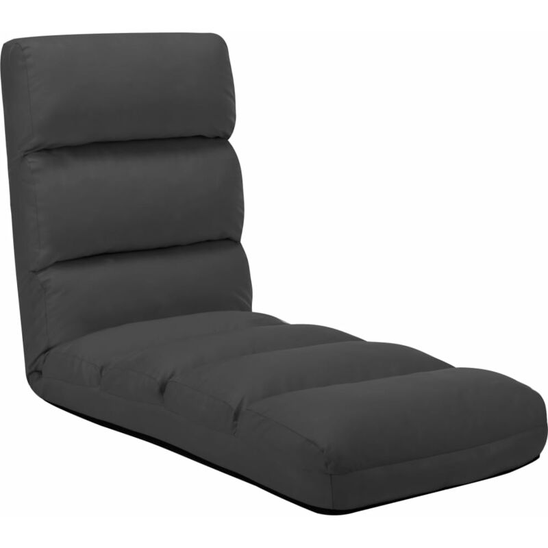 

vidaXL Tumbona de Suelo Plegable de Cuero Sintético Gris Antracita - Antracita