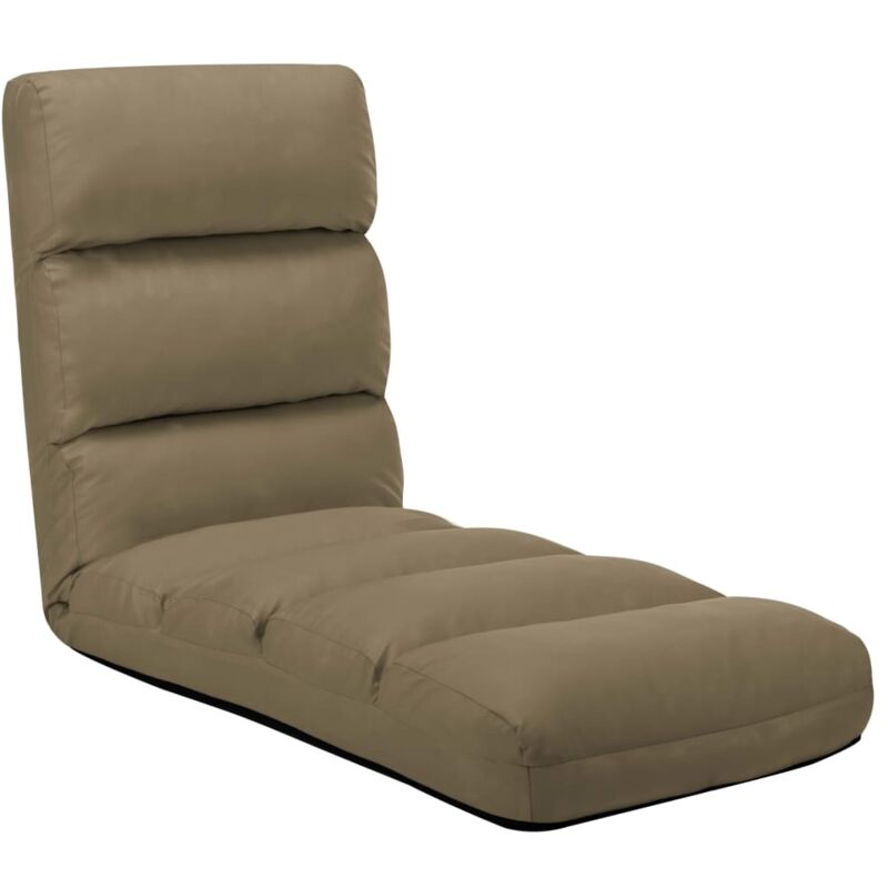 

vidaXL Tumbona de Suelo Plegable de Cuero Sintético Capuchino - Marrón