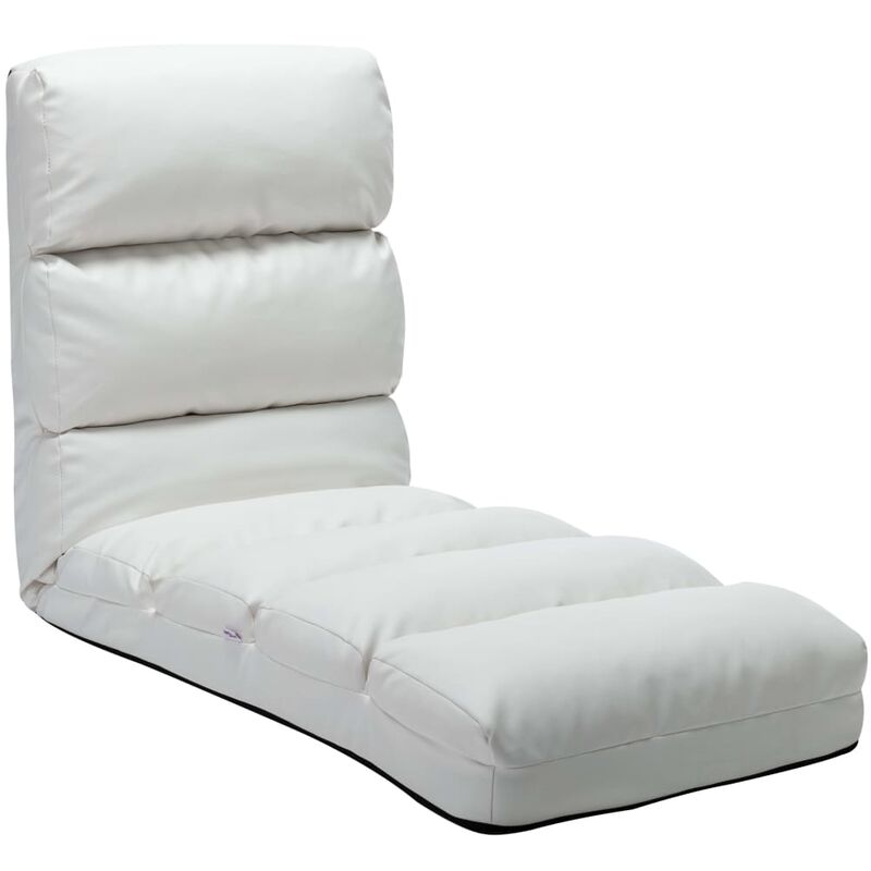 

Tumbona de suelo plegable de cuero sintético blanco - Blanco