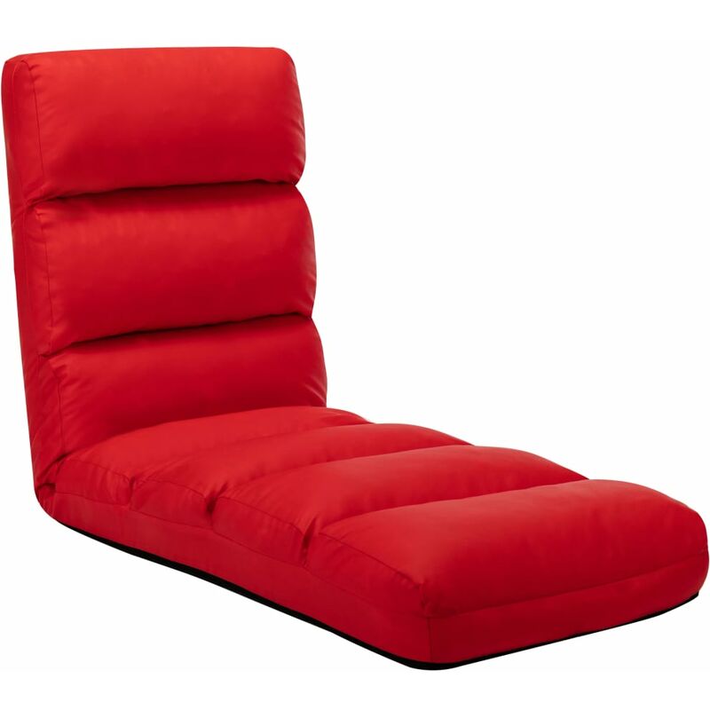 

Tumbona de suelo plegable de cuero sintético rojo - Rojo
