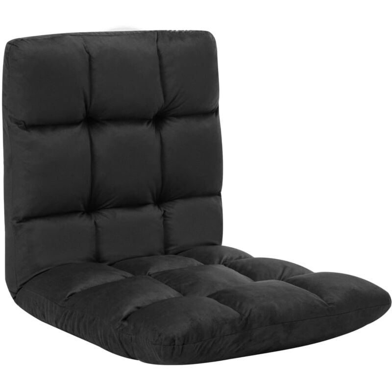 

vidaXL Tumbona de Suelo Plegable Microfibra Negra - Negro