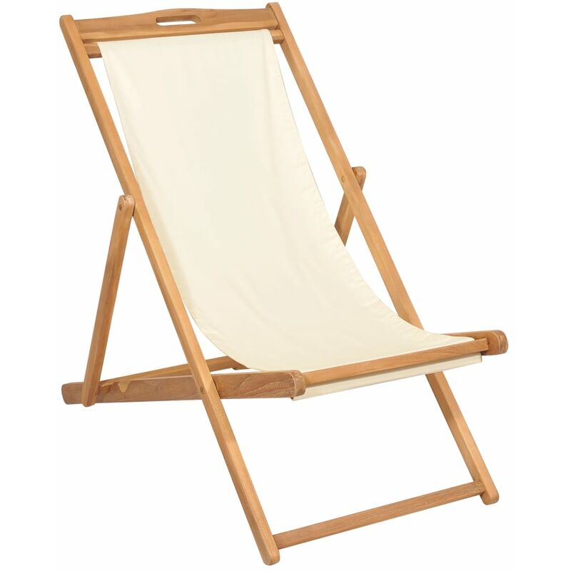 

Tumbona de teca 56x105x96 cm color crema