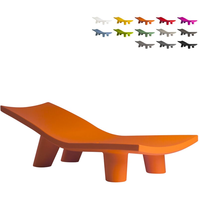 

Tumbona Diseño Moderno En Polietileno Jardín Piscina Low Lita Lounge | Naranja - Slide