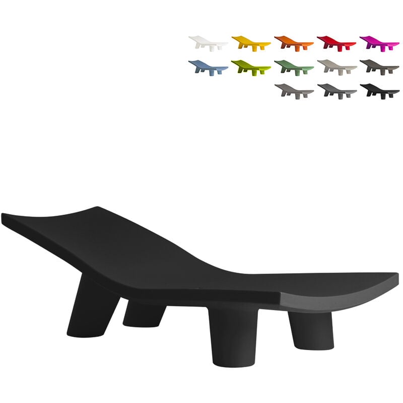 

Tumbona Diseño Moderno En Polietileno Jardín Piscina Low Lita Lounge | Negro - Slide