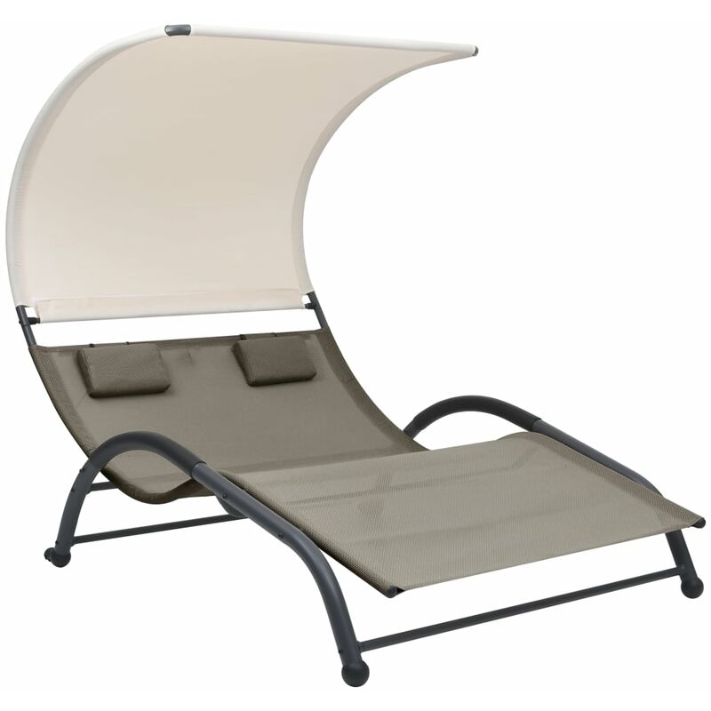 

Tumbona doble con toldo textilene gris taupe
