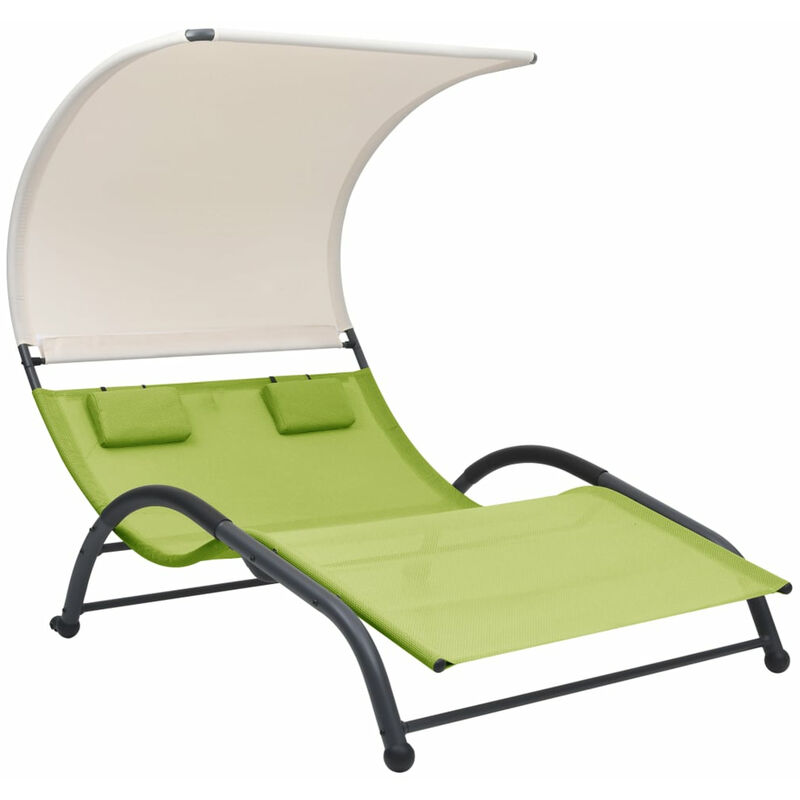 

Tumbona doble con toldo textilene verde