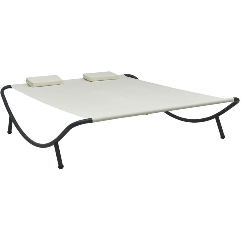 

Happyshopping - Tumbona doble de exterior de tela color crema
