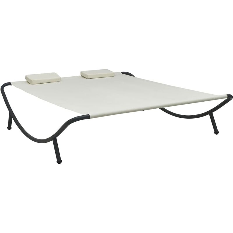 

Tumbona doble de exterior de tela color crema