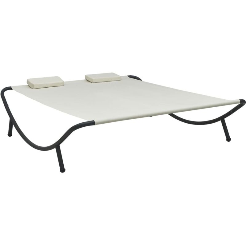

vidaXL Tumbona doble de exterior de tela color crema - Crema