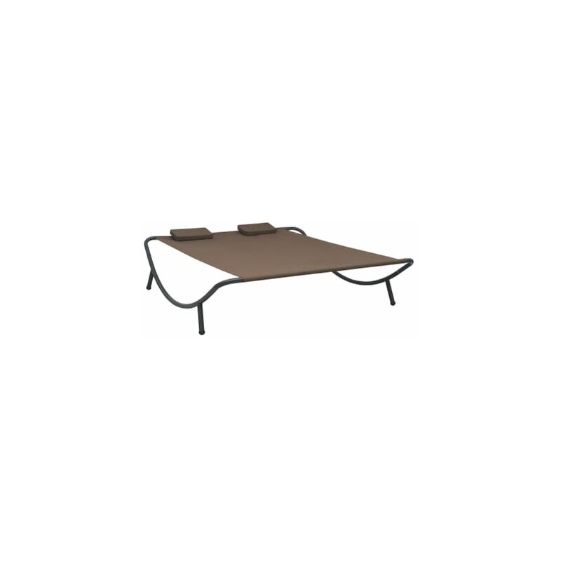 

Tumbona doble de exterior de tela marron
