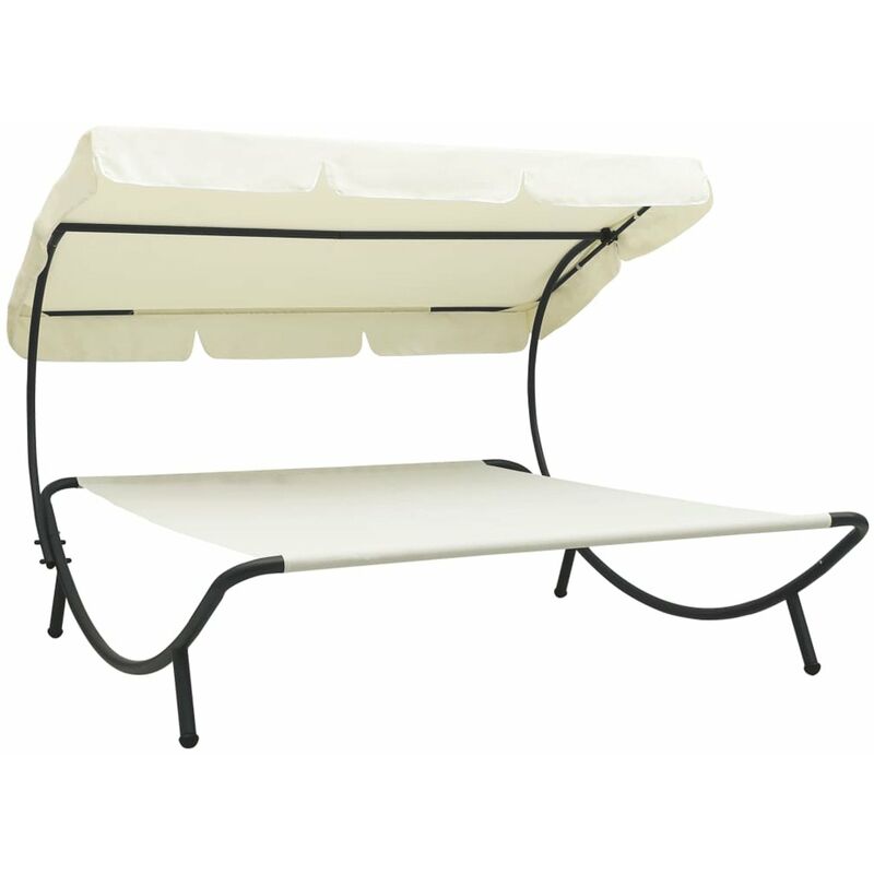 

Tumbona doble de jardin con toldo blanco crema