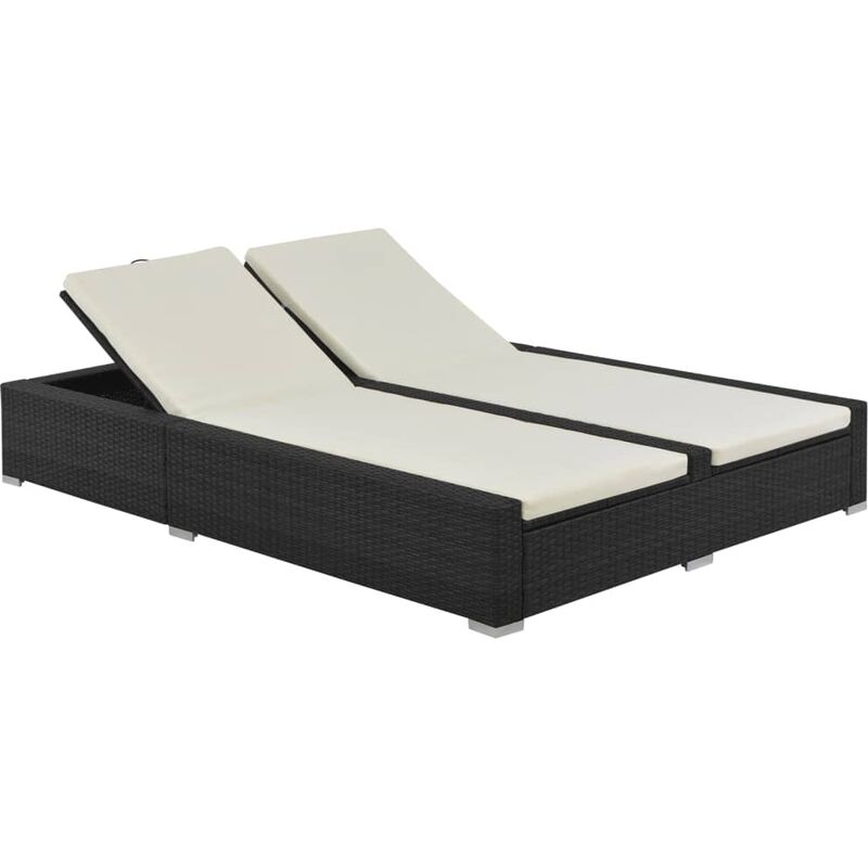 

vidaXL Tumbona doble de ratán sintético negro - Negro