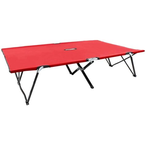 Tumbona doble plegable acero roja
