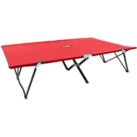 Tumbona doble plegable acero roja vidaXL