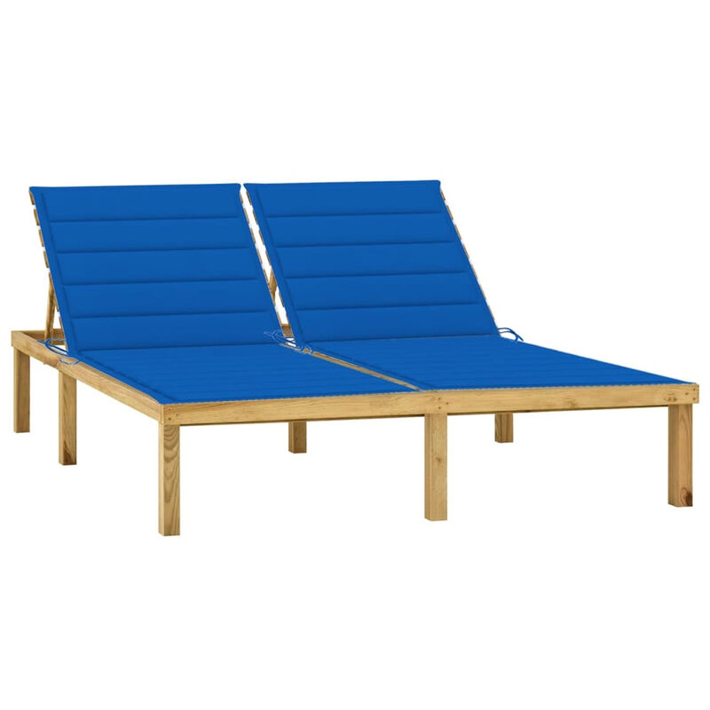 

Tumbona doble y cojines azul royal madera pino impregnada