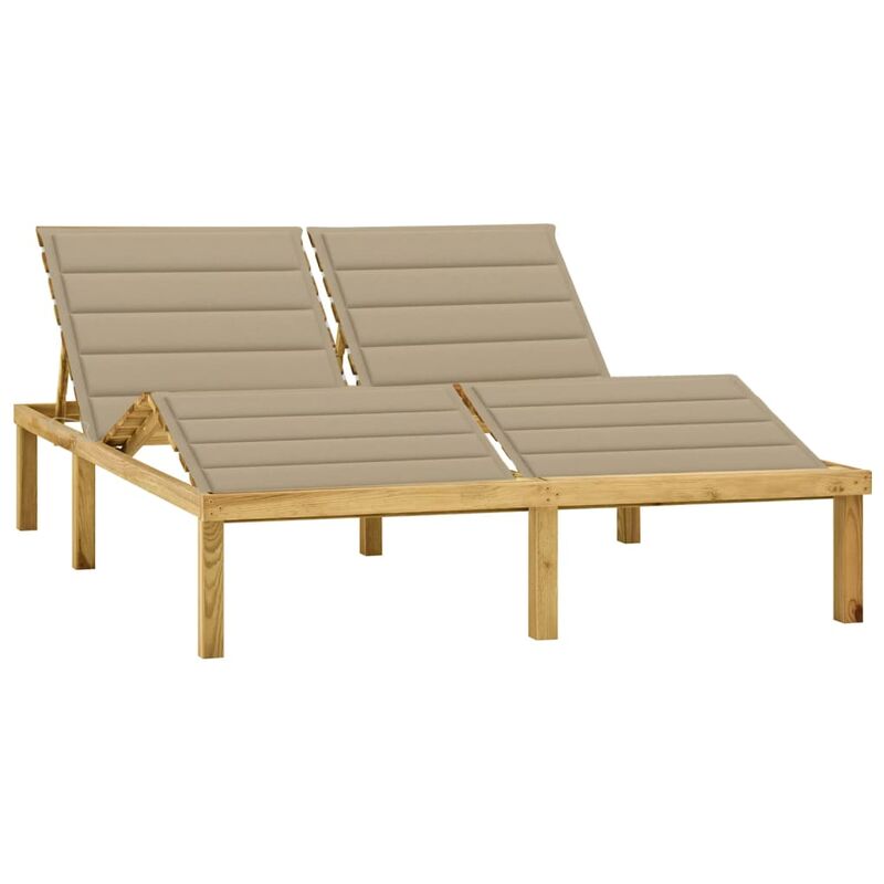 

Tumbona doble y cojines beige madera pino impregnada