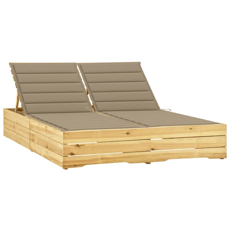 

Tumbona doble y cojines beige madera pino impregnada