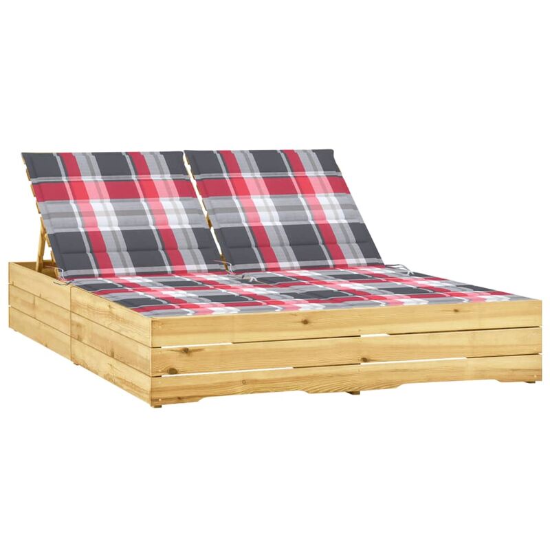

Tumbona doble y cojines madera de pino impregnada