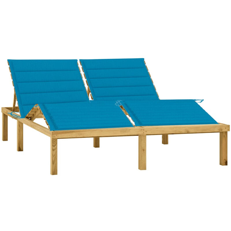 

Tumbona doble y cojines madera pino impregnada azul