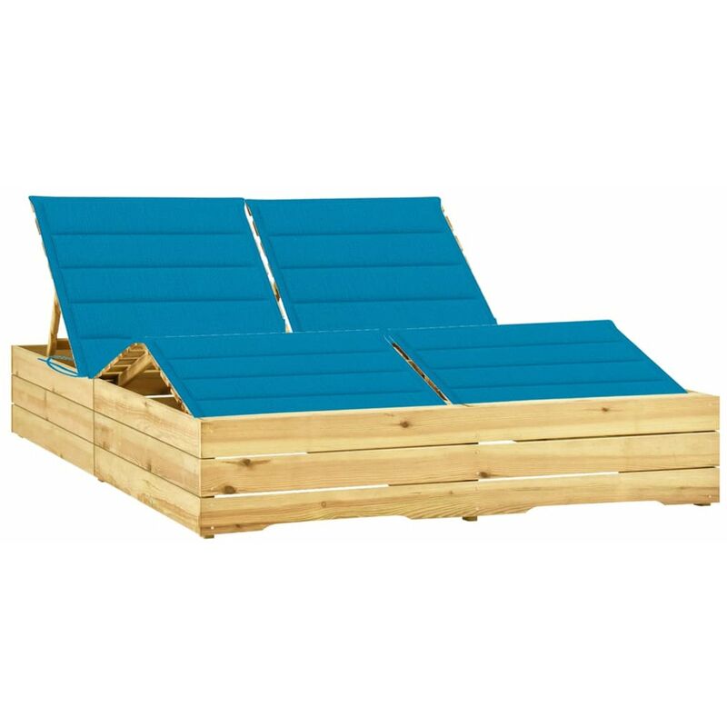 

Tumbona doble y cojines madera pino impregnada azul