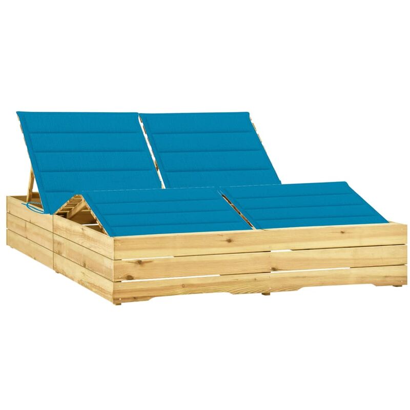 

Tumbona doble y cojines madera pino impregnada azul