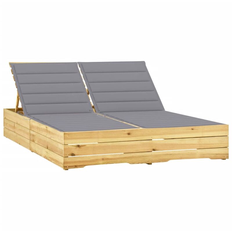 

Tumbona doble y cojines madera pino impregnada gris