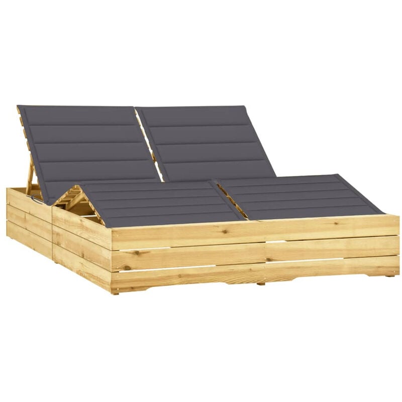 

Tumbona doble y cojines madera pino impregnada gris antracita