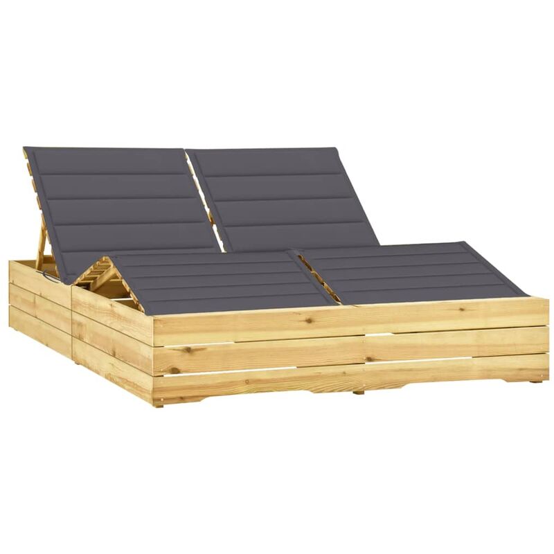 

Tumbona doble y cojines madera pino impregnada gris antracita