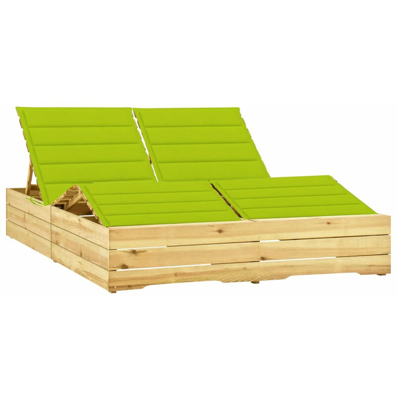 

Tumbona doble y cojines verde brillante madera pino impregnada