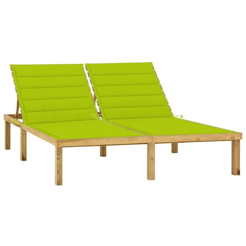 

Tumbona doble y cojines verde brillante madera pino impregnada