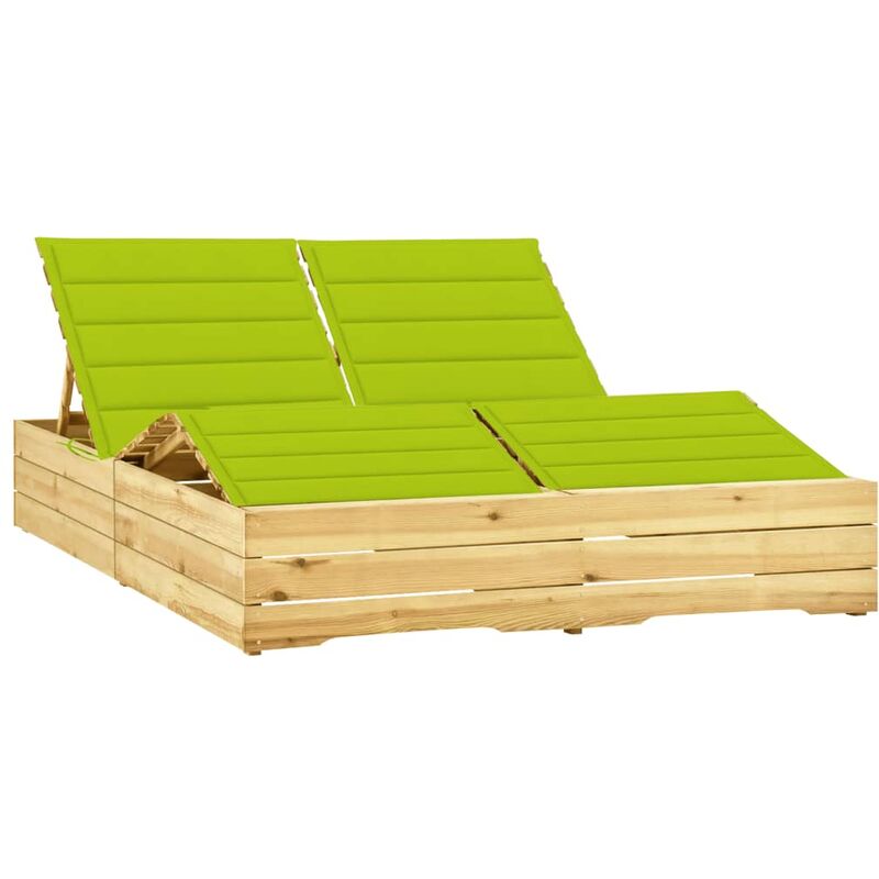 

Tumbona doble y cojines verde brillante madera pino impregnada