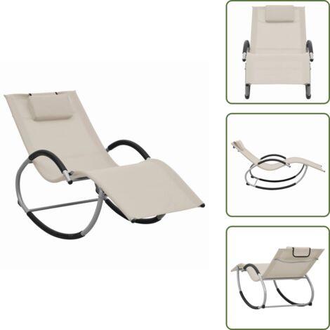 Tumbona geométrica - vidaXL Tumbona con almohada textileno crema - Tumbona impermeable