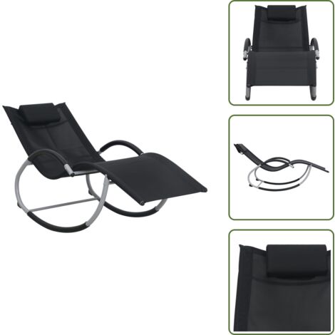 Tumbona geométrica - vidaXL Tumbona con almohada textileno negro - Tumbona impermeable